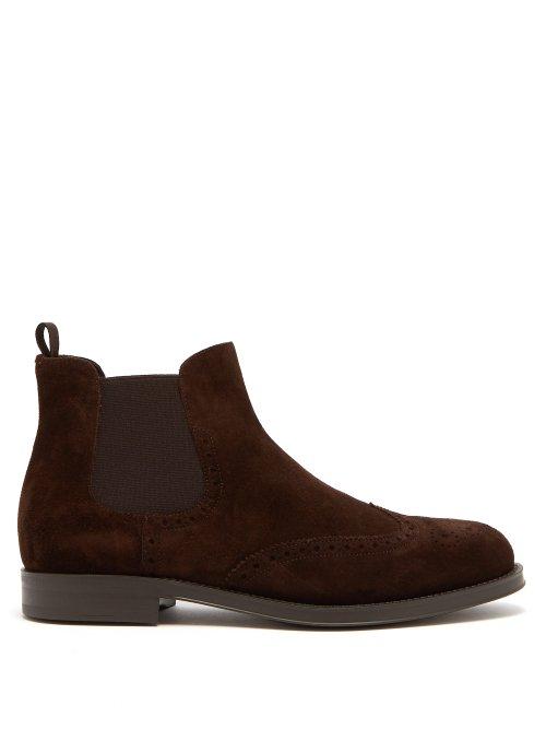 Matchesfashion.com Giorgio Armani - Suede Chelsea Boots - Mens - Dark Brown