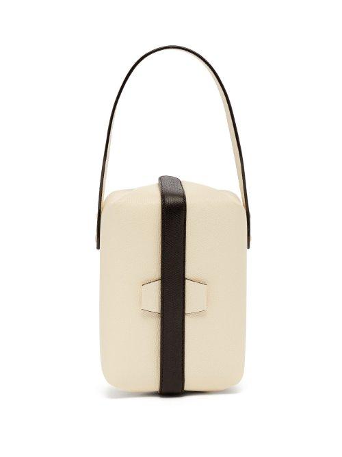 Matchesfashion.com Valextra - Tric Trac Grained Leather Clutch - Womens - White Black