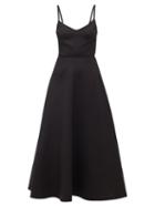 Matchesfashion.com Valentino - V-neck A-line Wool-blend Dress - Womens - Black