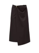 Matchesfashion.com Bottega Veneta - Draped Wool-twill Midi Skirt - Womens - Black