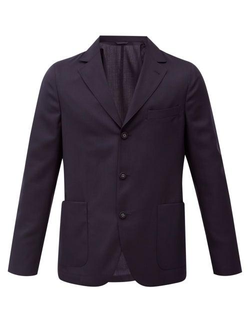 Matchesfashion.com Officine Gnrale - Armie Single-breasted Wool-fresco Suit Jacket - Mens - Navy