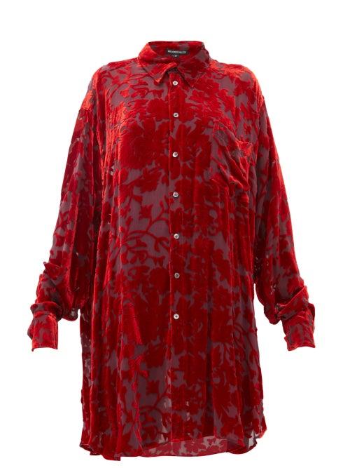 Matchesfashion.com Ann Demeulemeester - Floral Devor Velvet Blouse - Womens - Red