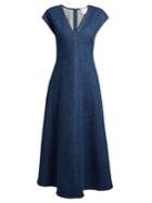 Stella Mccartney Ella V-neck Fluted Denim Dress