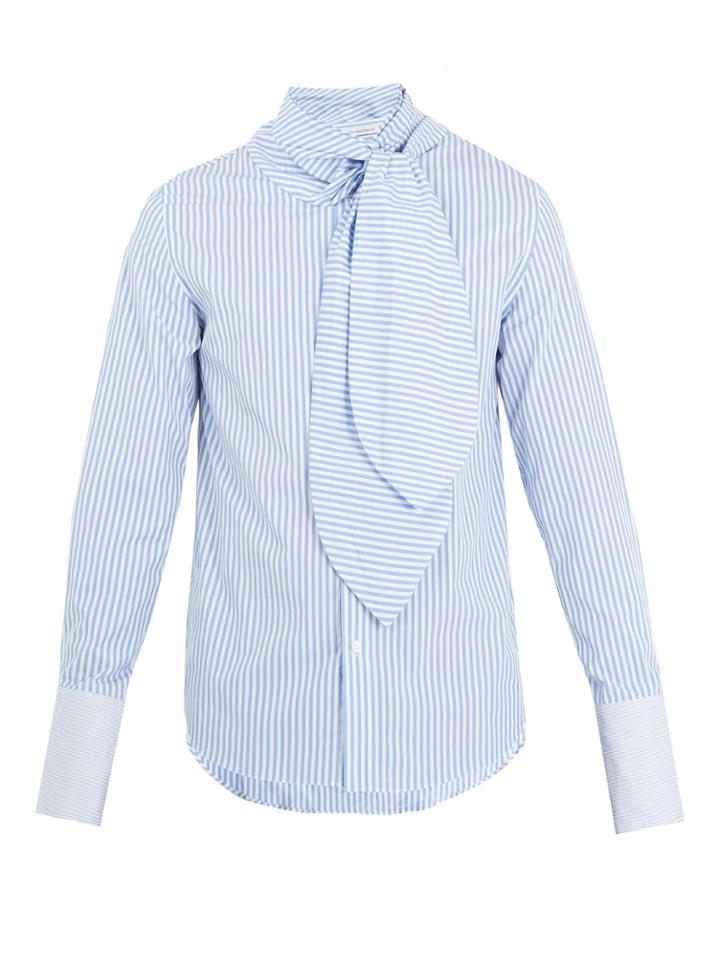Jw Anderson Tie-neck Striped Cotton-poplin Shirt