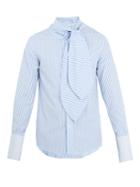 Jw Anderson Tie-neck Striped Cotton-poplin Shirt