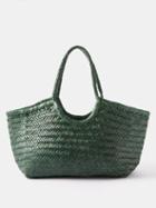 Dragon Diffusion - Nantucket Large Woven-leather Basket Bag - Womens - Dark Green