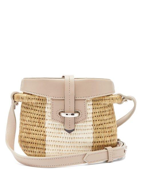 Matchesfashion.com Khokho - Jabu Leather Trimmed Mini Basket Bag - Womens - White Multi