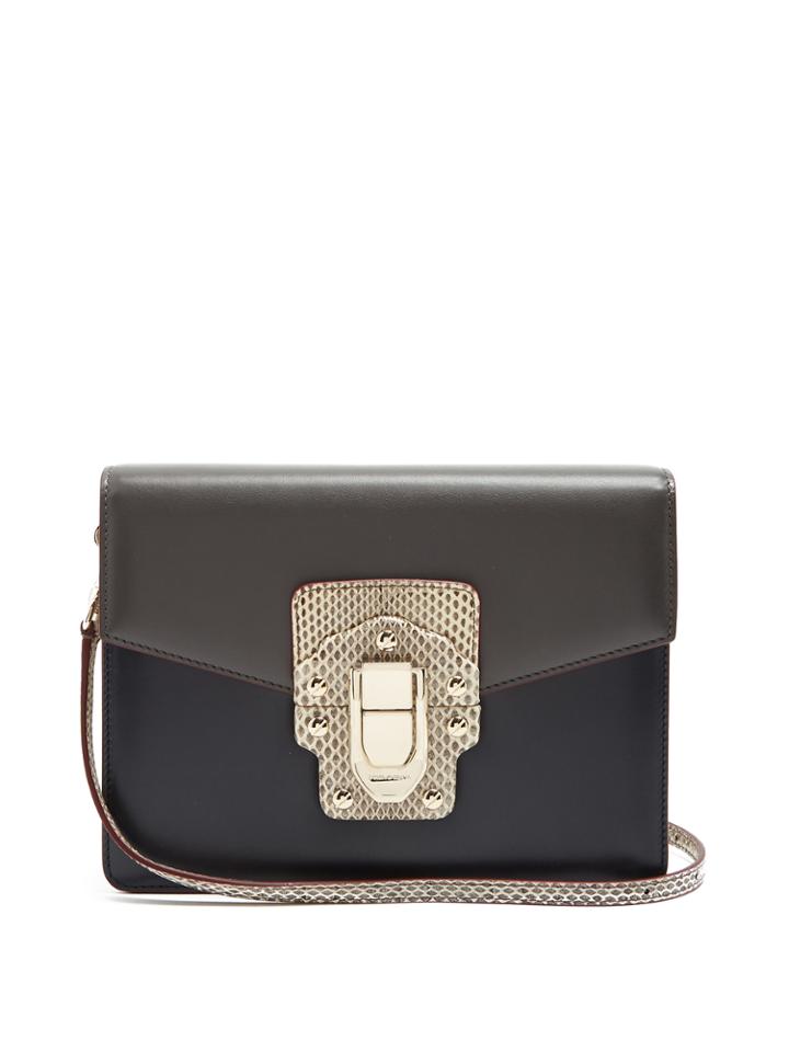 Dolce & Gabbana Lucia Leather And Snakeskin Shoulder Bag