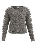 Matchesfashion.com Sasquatchfabrix - Shoelace-stitched Two-tone Wool Sweater - Mens - Black