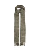 Saint Laurent - Houndstooth-check Wool And Cashmere-blend Scarf - Womens - Grey Multi