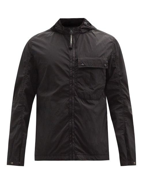 Matchesfashion.com C.p. Company - Goggle-hood Garment-dyed Chrome-r Overshirt - Mens - Black
