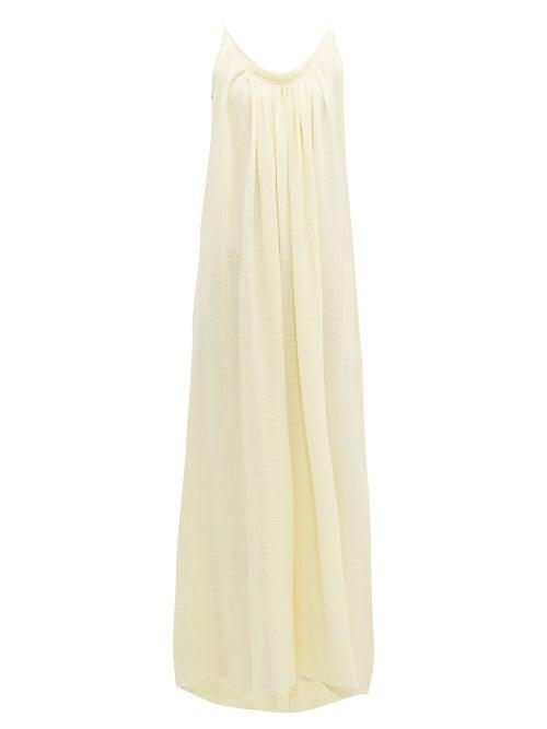 Matchesfashion.com Loup Charmant - Gather Cotton Gauze Maxi Dress - Womens - Yellow
