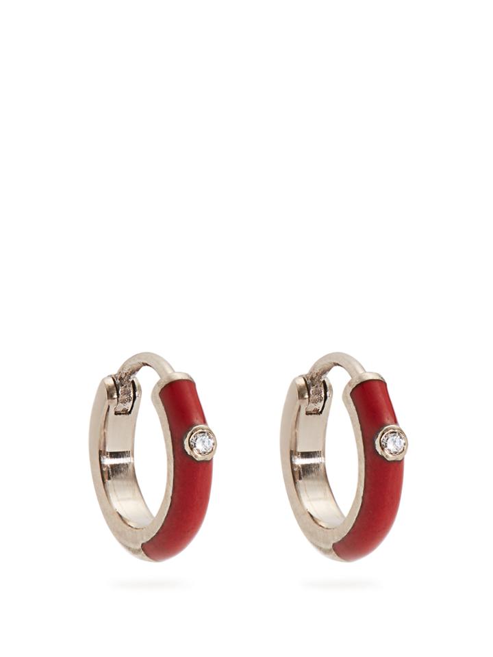 Marc Alary Diamond, Enamel & White-gold Plated Earrings