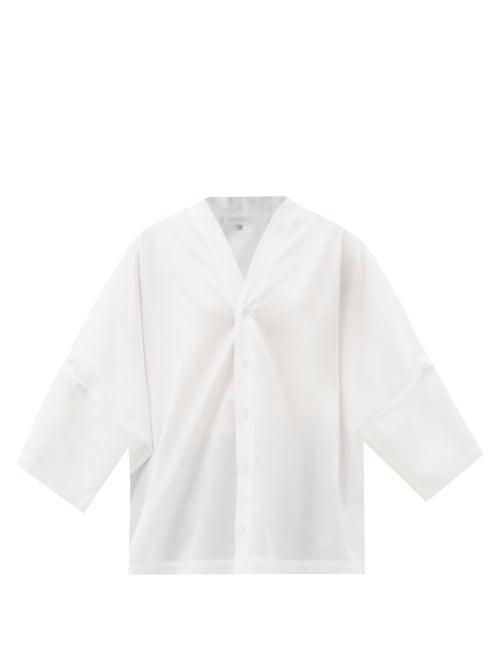 Matchesfashion.com Eskandar - Batwing-sleeve Cotton-poplin Shirt - Womens - White