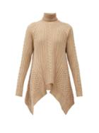 Matchesfashion.com Alexander Mcqueen - Handkerchief-hem Roll-neck Sweater - Womens - Beige