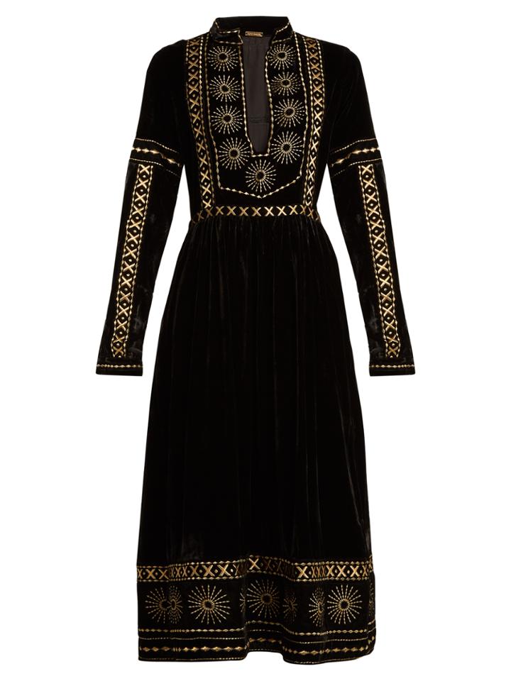 Dodo Bar Or Sara Embroidered Velvet Dress