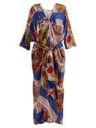 Matchesfashion.com Chufy - Camel Scene Print Draped Maxi Dress - Womens - Blue Multi