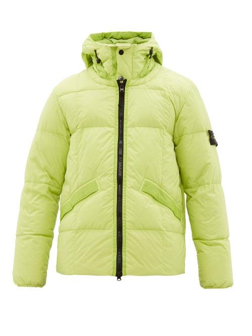 Matchesfashion.com Stone Island - Quilted Resin Coated Down Filled Coat - Mens - Green
