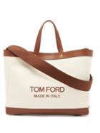 Tom Ford - T-screw Logo-print Canvas Tote - Womens - Tan White