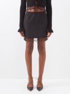 Ganni - Bead-fringed Cloqu Mini Skirt - Womens - Black