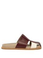 Matchesfashion.com Bottega Veneta - Wide Strap Leather Cage Sandals - Mens - Burgundy Multi