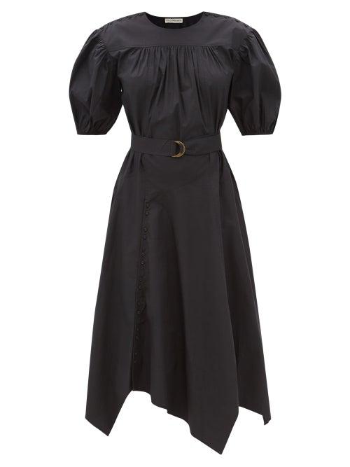 Ulla Johnson - Arlenis Puffed-sleeve Cotton-poplin Dress - Womens - Black