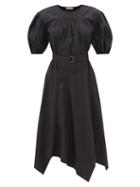 Ulla Johnson - Arlenis Puffed-sleeve Cotton-poplin Dress - Womens - Black