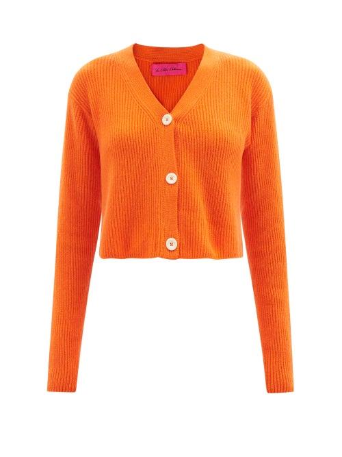 The Elder Statesman - Rib-knitted Cashmere Cardigan - Womens - Orange