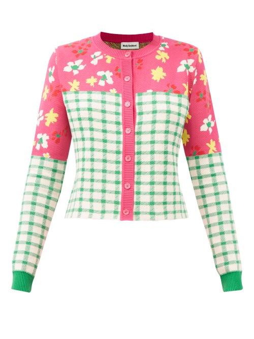 Molly Goddard - Paola Checked Floral-jacquard Cardigan - Womens - Multi