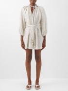 Lisa Marie Fernandez - Poet Slubbed Linen-blend Gauze Mini Dress - Womens - Natural