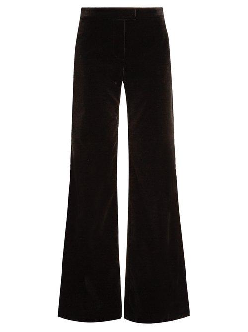 Matchesfashion.com Goat - Countess Wide Leg Stretch Cotton Velvet Trousers - Womens - Black