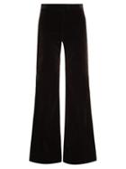 Matchesfashion.com Goat - Countess Wide Leg Stretch Cotton Velvet Trousers - Womens - Black