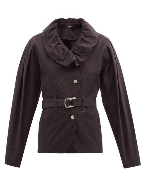 Isabel Marant - Dipazo Flounced Belted Denim Jacket - Womens - Black