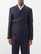 Martine Rose - Asymmetric Wrap-front Checked Wool Blazer - Mens - Navy Check