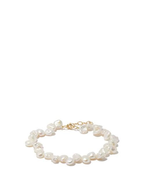 Hermina Athens - Fistitki Pearl & Gold-plated Anklet - Womens - White
