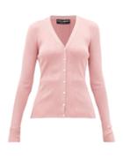 Matchesfashion.com Dolce & Gabbana - V-neck Lam Cardigan - Womens - Pink