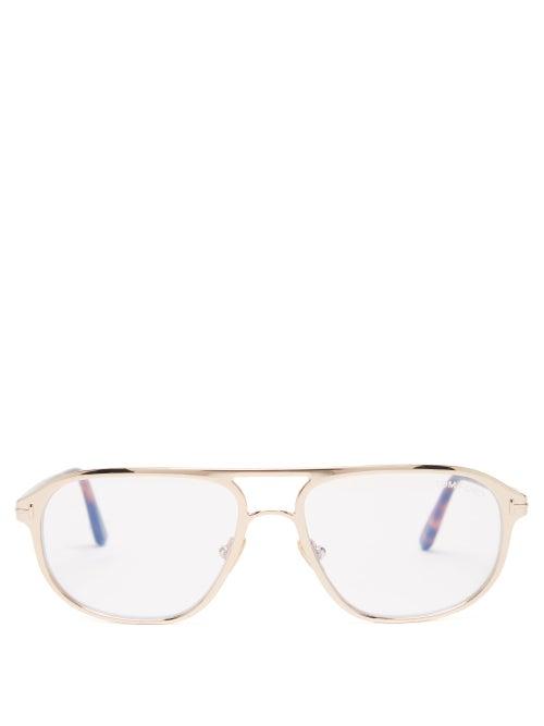 Tom Ford - Aviator Metal And Acetate Glasses - Mens - Rose Gold