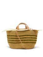 Matchesfashion.com Muu - Bicro P Leather-trimmed Woven Elephant Grass Bag - Womens - Green Multi