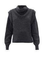 Matchesfashion.com Isabel Marant - Poppy Exaggerated-shoulder Wool & Cashmere Sweater - Womens - Grey