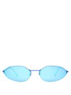 Matchesfashion.com Balenciaga - Mini Oval Metal Sunglasses - Womens - Blue