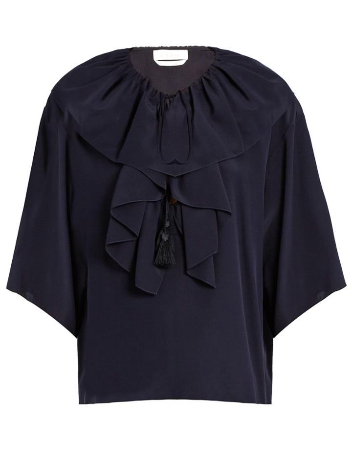 Chloé Ruffle-trimmed Crepe De Chine Top