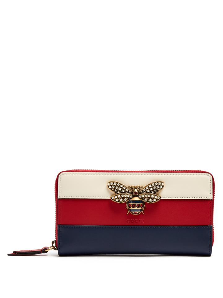 Gucci Queen Margaret Bee-embellished Leather Wallet