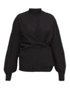 Lemaire - High-neck Draped-front Canvas Shirt - Womens - Black