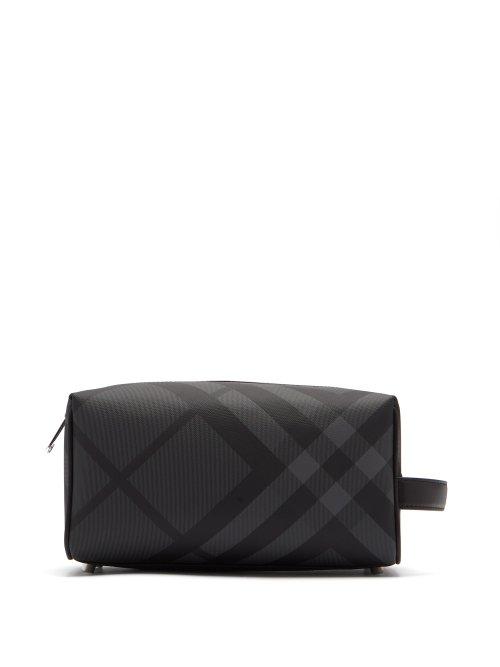 Matchesfashion.com Burberry - London Check Wash Bag - Mens - Grey