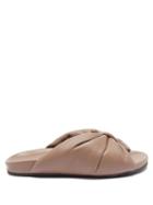 Balenciaga - Puffy Knotted Leather Slides - Womens - Beige