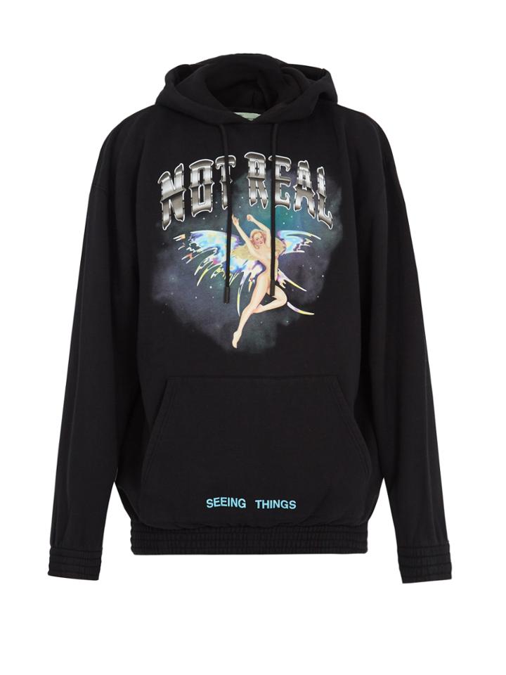 Off-white Angel-print Hooded Cotton Sweatshirt