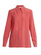 Matchesfashion.com Gucci - Point Collar Silk Crepe De Chine Blouse - Womens - Pink