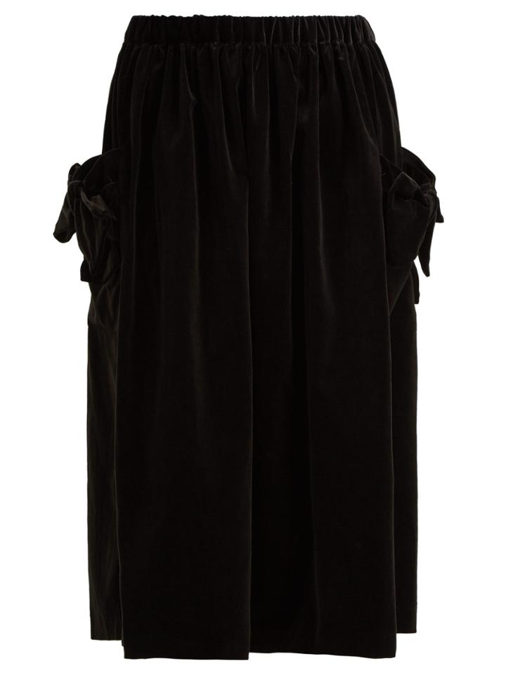Comme Des Garçons Girl Bow-trim Velvet Midi Skirt