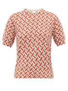 Matchesfashion.com Burberry - Tb Print Short Sleeved Wool Sweater - Womens - Red