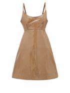 Matchesfashion.com Ganni - Tie-back Patent Faux-leather Dress - Womens - Beige